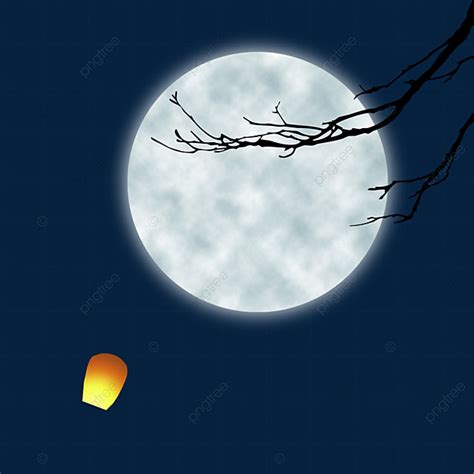 Full Moon Silhouette Transparent Background, Hazy Mid Autumn Festival Full Moon Silhouette, Full ...