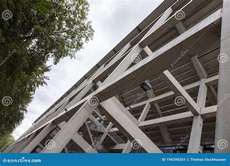 Concrete Pillar Construction of a Soccer Stadium, Perspective View ...