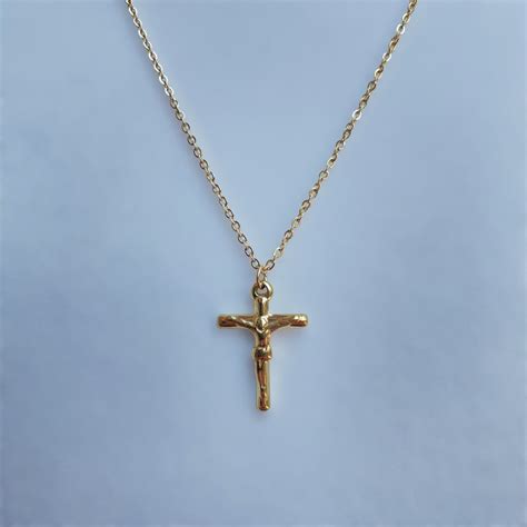 Plated gold necklace cross with Jesus