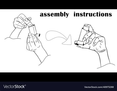 Assembly instructions information asthma inhaler Vector Image