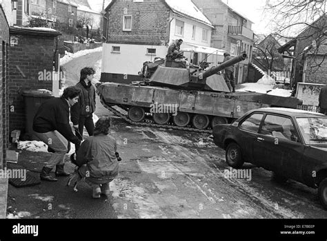 NATO exercises in Germany, US Army M 1 tank in a village (January 1985 ...