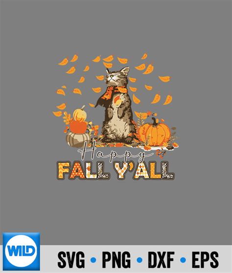 Happy Fall Yall Pumpkin SVG, Happy Fall Yall Pumpkin Cat Autumn Leaves ...