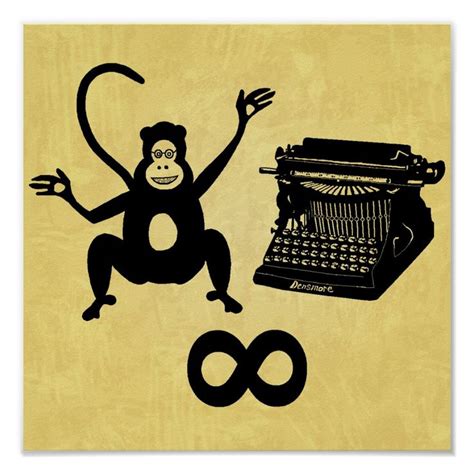 Funny Writer Monkey Typewriter Infinity Poster | Zazzle in 2022 ...