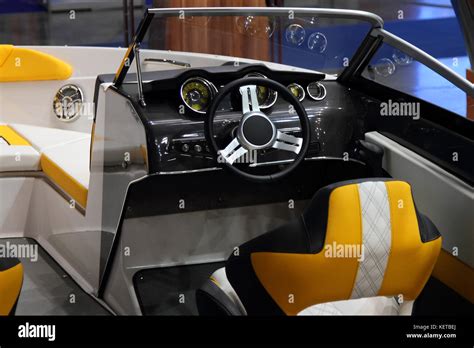 Interior and cockpit of a modern speedboat Stock Photo - Alamy