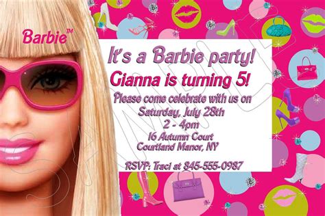 Barbie Birthday Party Invitations / Barbie Personalized Birthday Party ...