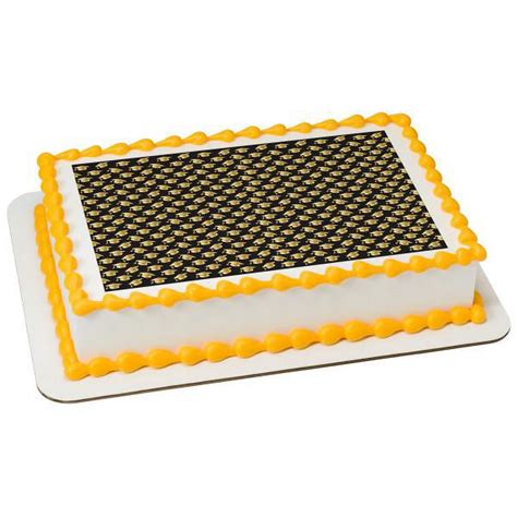 Black and Gold Grad Hats Edible Cake Topper Image - Walmart.com