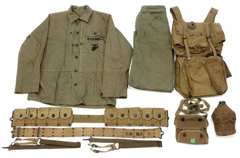 Sold Price: WWII USMC P44 HBT UNIFORM & COMBAT FIELD GEAR LOT - January ...