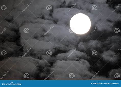 Full Moon with Clouds Over Dark Black Sky Stock Photo - Image of ...