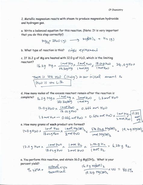 Stoichiometry Worksheet With Answers Pdf