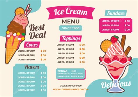 Premium Vector | Ice cream restaurant menu template