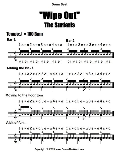 "Wipe Out" (The Surfaris) Drum Beat - Free Video Drum Lesson » DrumsTheWord - Online Video Drum ...