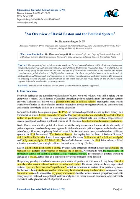 David easton - International Journal of Political Science (IJPS) Volume 9, Issue 1, 2023, PP 14 ...