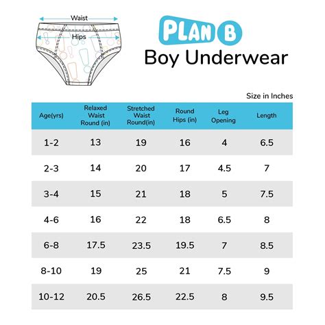 Size Chart - Boy Underwear – Plan B