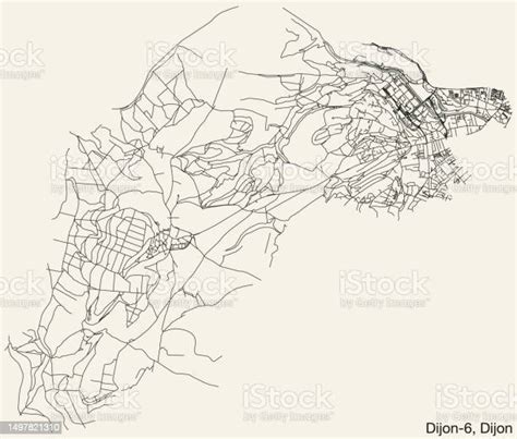 Street Roads Map Of The Dijon6 Canton Dijon Stock Illustration - Download Image Now - Asphalt ...