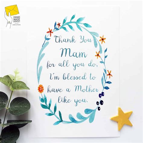 Thank You Mam Print, Mother's Day Gift | Handmade Dorset