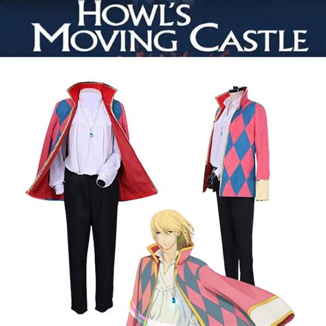 Howl's Moving Castle Hauru Cosplay Costume Man Women Pink Rhombus Coat White Shirt Trousers ...