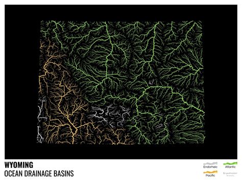 Ocean drainage basin map of Wyoming - black with legend – Grasshopper ...