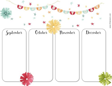 Free Birthday Calendar | Printable & Customizable | Many Designs!