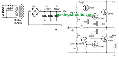 12 Volt 2n3055 Transistor Amplifier Circuit Diagram - Wiring Diagram ...