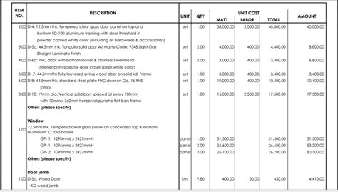 Bill Of Quantities Template Excel - Bill of Quantities Template ...