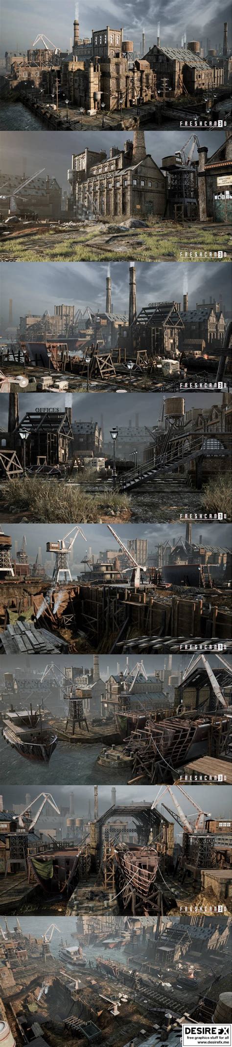 Desire FX 3d models | Old Industrial City and Shipyard with Factory ...