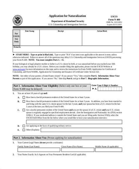 FREE 9+ Sample Citizenship Application Forms in MS Word | PDF | Excel