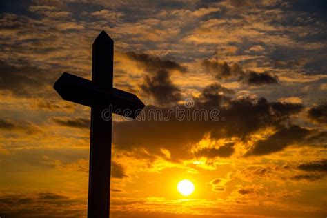 Cross at sunset stock photo. Image of crucifix, icon - 162319006