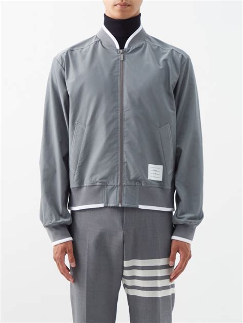 Grey Logo-patch cotton-blend bomber jacket | Thom Browne | MATCHESFASHION US