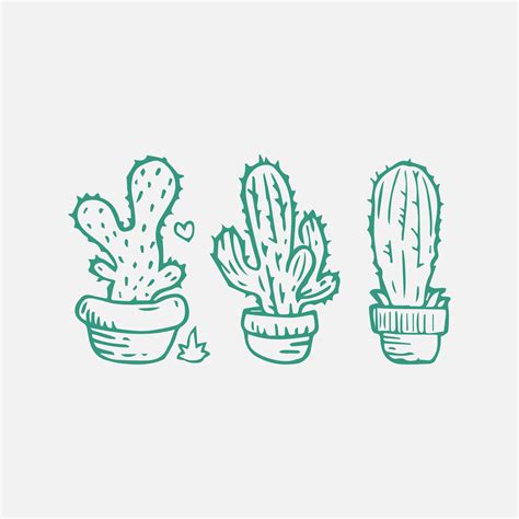 Cactus doodle set Vector illustration 13211976 Vector Art at Vecteezy