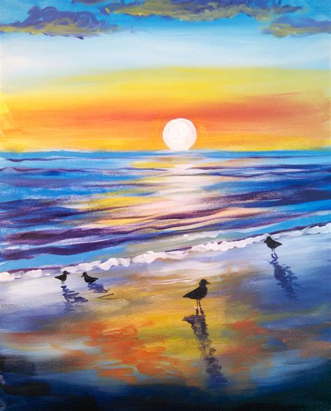 Sunrise Birds by Peter Raymond - Paint Nite Paintings | Pinturas paisajes marinos, Paisaje para ...