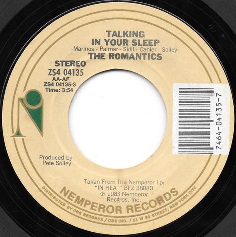 The Romantics - Talking In Your Sleep (1983, Pitman Pressing, Vinyl) | Discogs