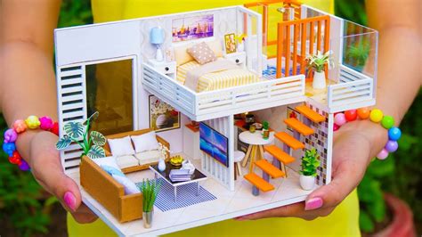 4 DIY Miniature Dollhouse Rooms - YouTube