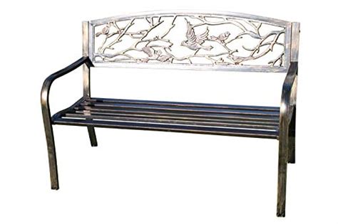 Metal Garden Bench with Cast Iron ‘Birds Design’ Back Rest – Search Furniture