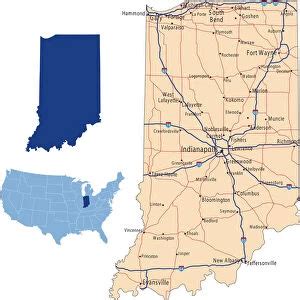 Indiana Highway Map Our beautiful Wall Art and Photo Gifts include Framed Prints, Photo Prints ...
