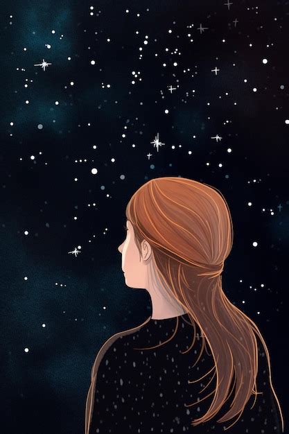 Premium AI Image | A girl looking at the stars in the night sky