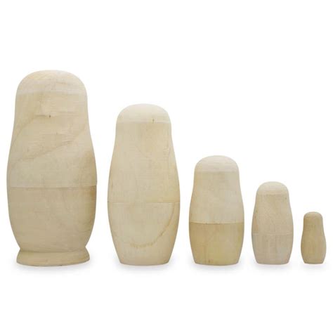 Buy Set of 5 Unpainted Wooden Nesting Dolls Craft 6 Inches – BestPysanky