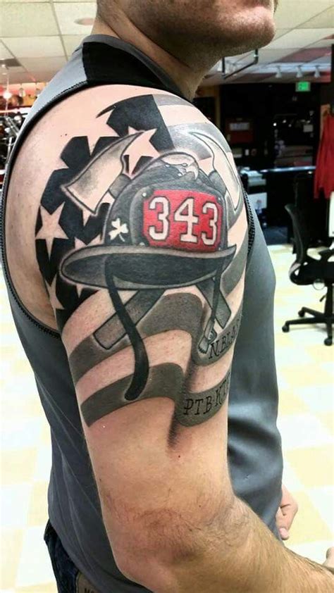 Firefighter tattoo | Fire fighter tattoos, Shoulder tattoo, Firefighter