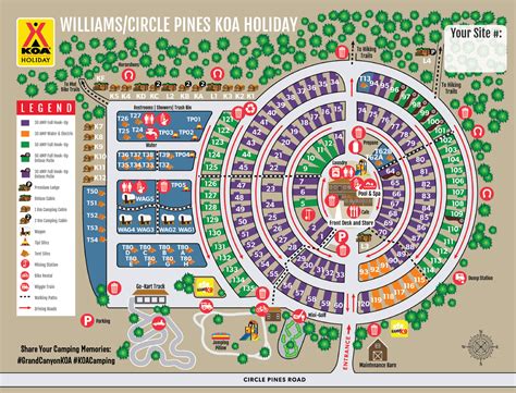 Williams / Circle Pines KOA Holiday Campground Map