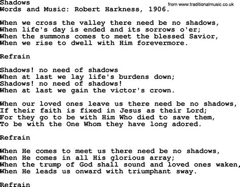 Funeral Hymn: Shadows, lyrics, and PDF