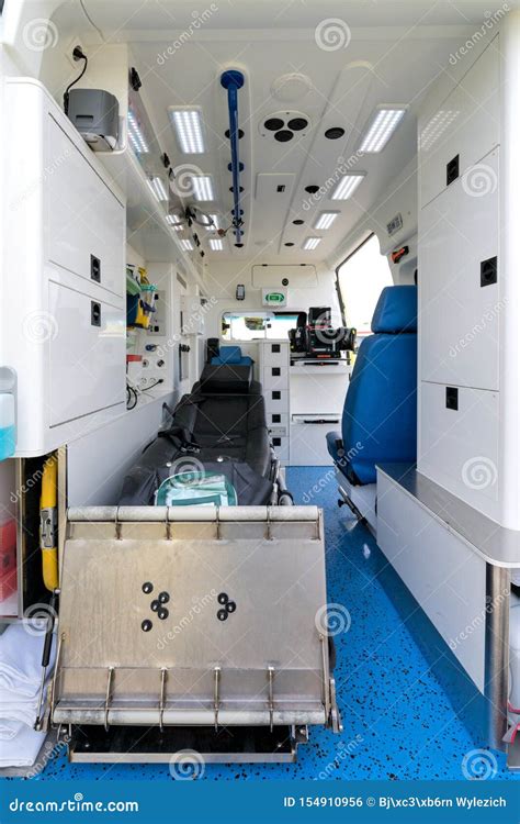 Interior of an ambulance stock photo. Image of inside - 154910956