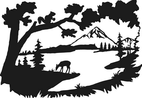 Country Lake Scene Mountains Water Fawn Deer Peaceful Serene Trees Custom Made Decal, Wall ...