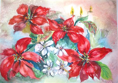 How to Paint Red Poinsettias in Watercolor: 15 Steps