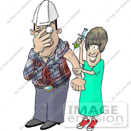 Worker Man Scared as a Nurse Prepares to Give Him a Flu Shot Clipart | #17685 by DJArt | Royalty ...