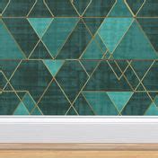 Mod Triangles Emerald Teal Wallpaper | Spoonflower