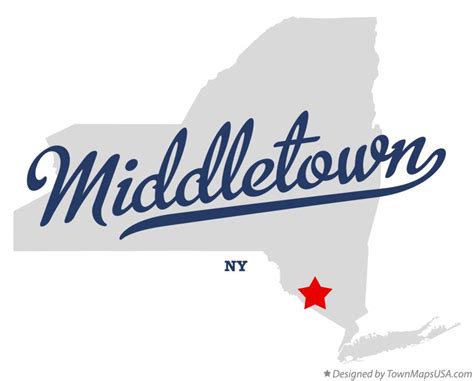 Map of Middletown, Orange County, NY, New York