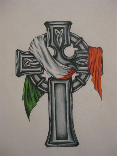 NIce design like the irish flag wrapped in it Celtic Cross Tattoo For Men, Celtic Art, Irish ...