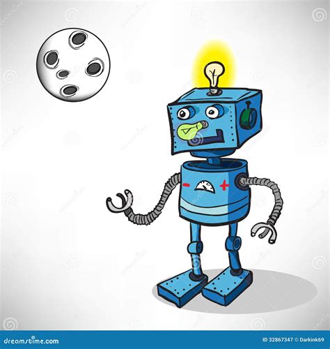 Cartoon Robot In Space Royalty Free Stock Photography - Image: 32867347