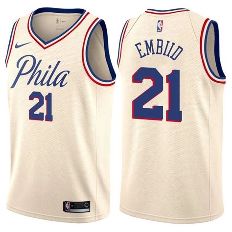 Men 21 Joel Embiid Jersey White City Edition Philadelphia 76ers Jersey ...