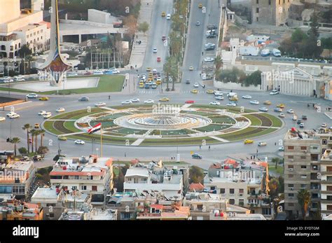 Traffic Roundabout - Damascus - Syria (Before Civil War Stock Photo - Alamy