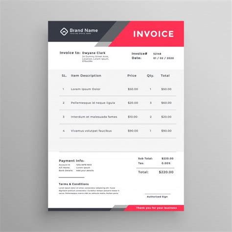 Facture Design De Modèle De Facture Moderne Créative | Invoice design template, Invoice design ...